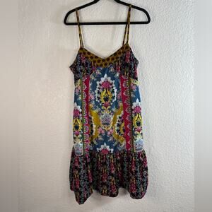 Anthropologie Zadie Velvet Slip Mini Dress Multicolor Floral Boho Whimsigoth